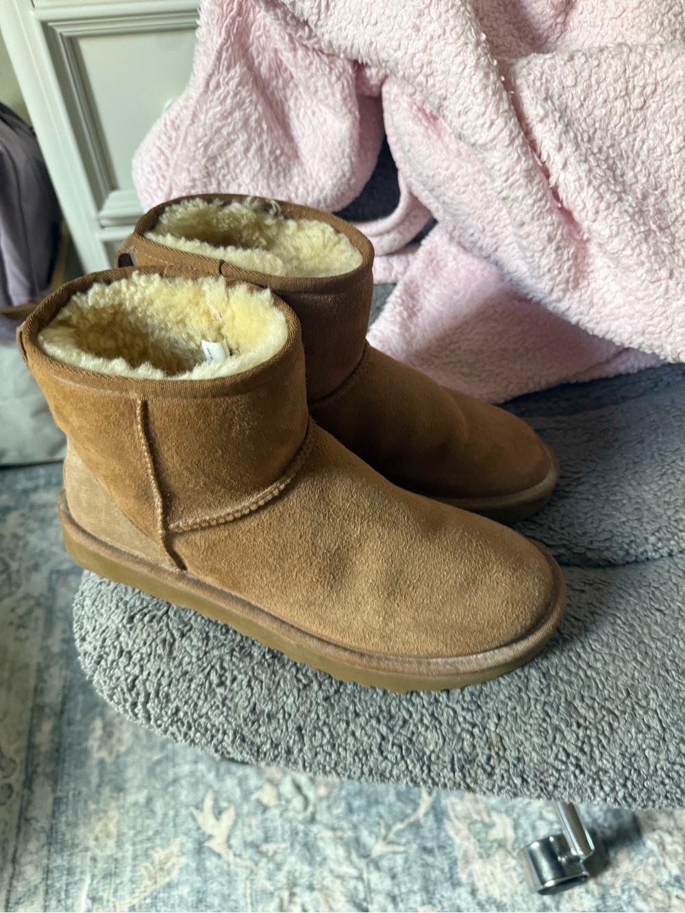 UGG Chestnut Suede Short Shearling Boots